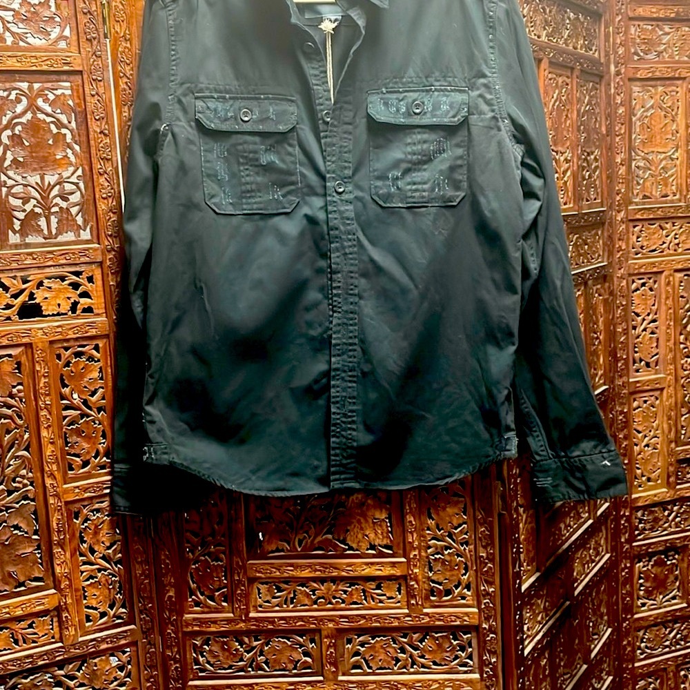 Surplus Raw Vintage Black Cotton Button Down Long Sleeve Shirt XL. NWT